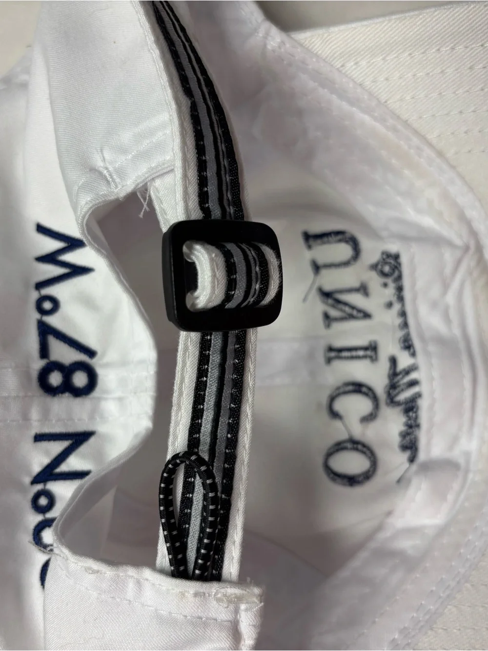 White Kids Baseball Cap with Navy Embroidered Logo